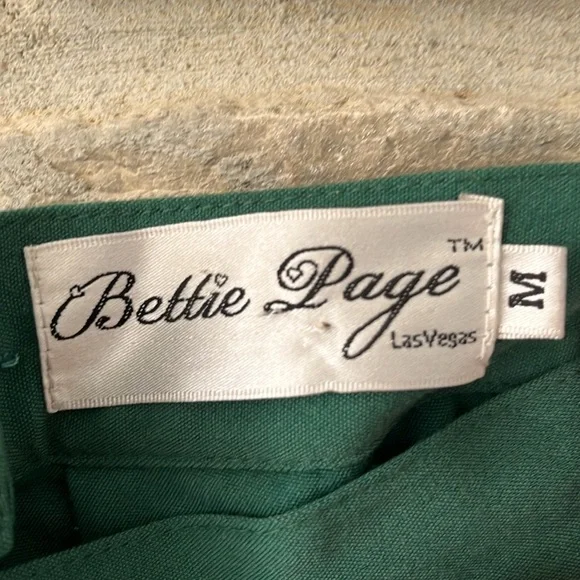 Bettie Page Las Vegas Vintage Inspired A-line Green Skirt Size Medium - Picture 13 of 16